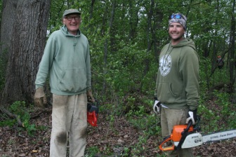 76 year old Ernie Meyer and Quentin Maxwell helping cut the Buckthorn